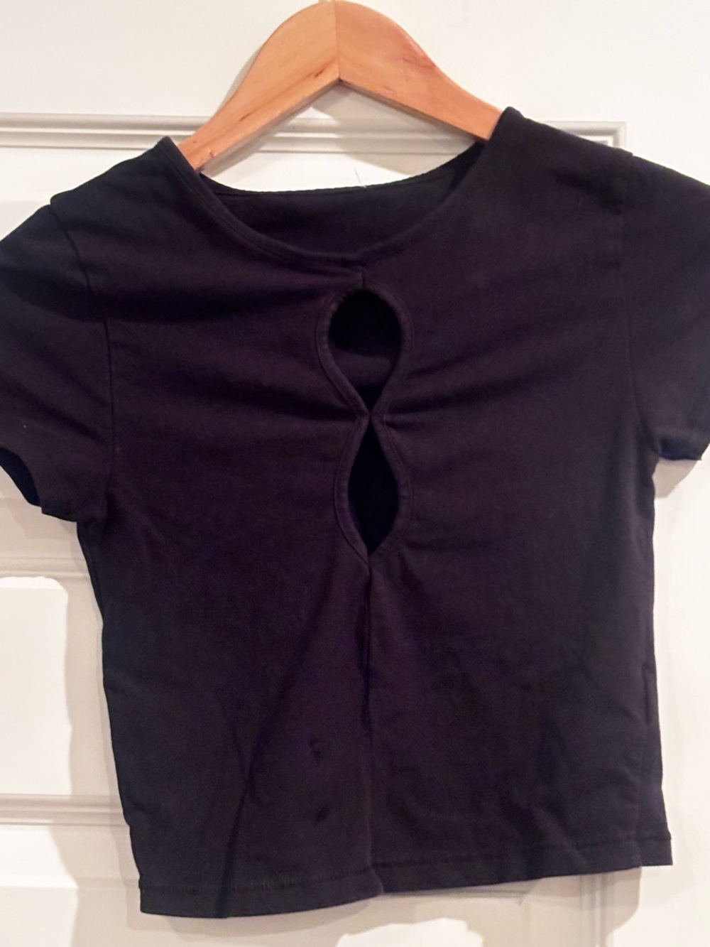 Black Women's Short Sleeve Cutout Top